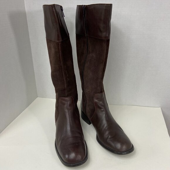 Coldwater Creek Chocolate Brown Leather & Suede Mid Calf Boot, size 6 - Picture 12 of 15